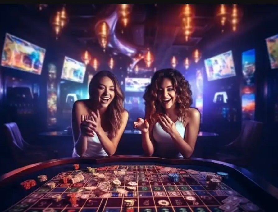 Large spinning wheel with numbered segments and colourful bonus zones illuminated under studio lights